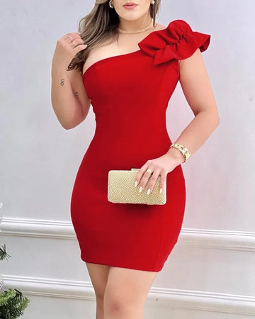 Red One-Shoulder Mini Dress – Sexy Bodycon Party Wear