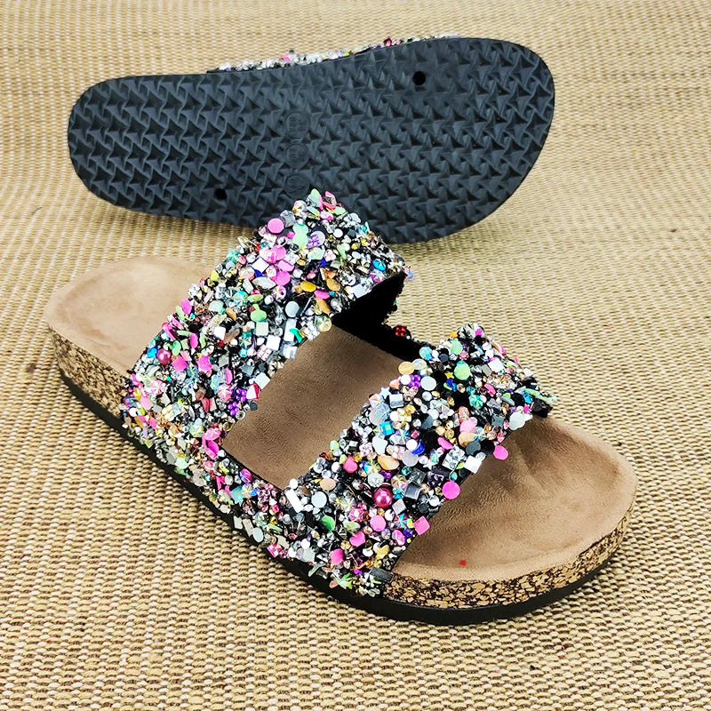 Double-Layer Rhinestone Slipper - Blingy Bag LLC