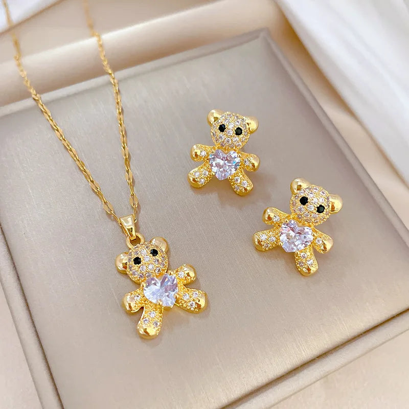 Bear Rhinestone Jewelry Set - Blingy Bag LLC