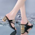 Shiny Crystal Wedge High Heels - Blingy Bag LLC