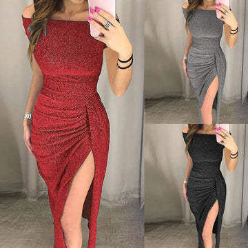 Elegant Shiny Evening Long Dress for Women – Sexy Summer Party Gown