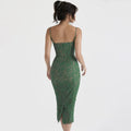 Green Long Elegant Vintage Dress - Blingy Bag LLC