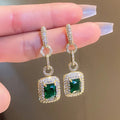 Green Cubic Zirconia Earrings - Blingy Bag LLC