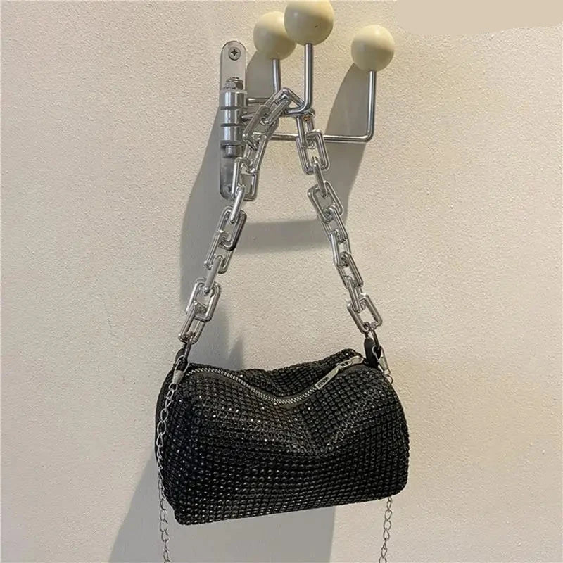 Silver Bling Chain Handle Bag - Blingy Bag LLC