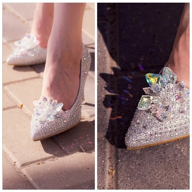 Cinderella Pointed Crystal Heels - Blingy Bag LLC