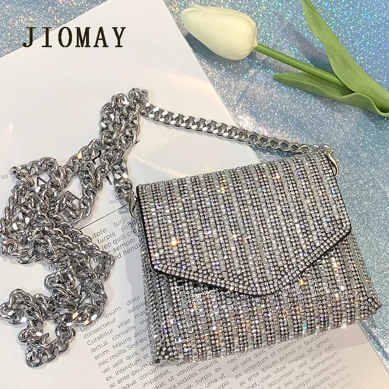 Women’s Mini Rhinestone Bag – Bling Clutch, Shoulder & Crossbody Purse