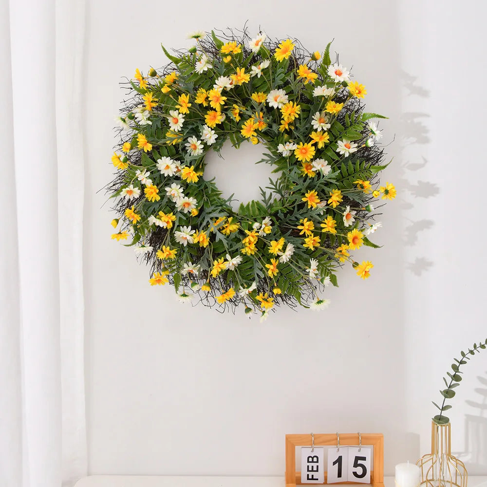 Yellow Daisy Spring Wreath - Blingy Bag LLC