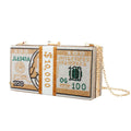 New Rhinestone Money Evening Clutch Bag Creative Fashion Purse 100$ Stack Bags of Cash Handbags Shoulder Wedding Dinner Bag - Blingy Bag LLC