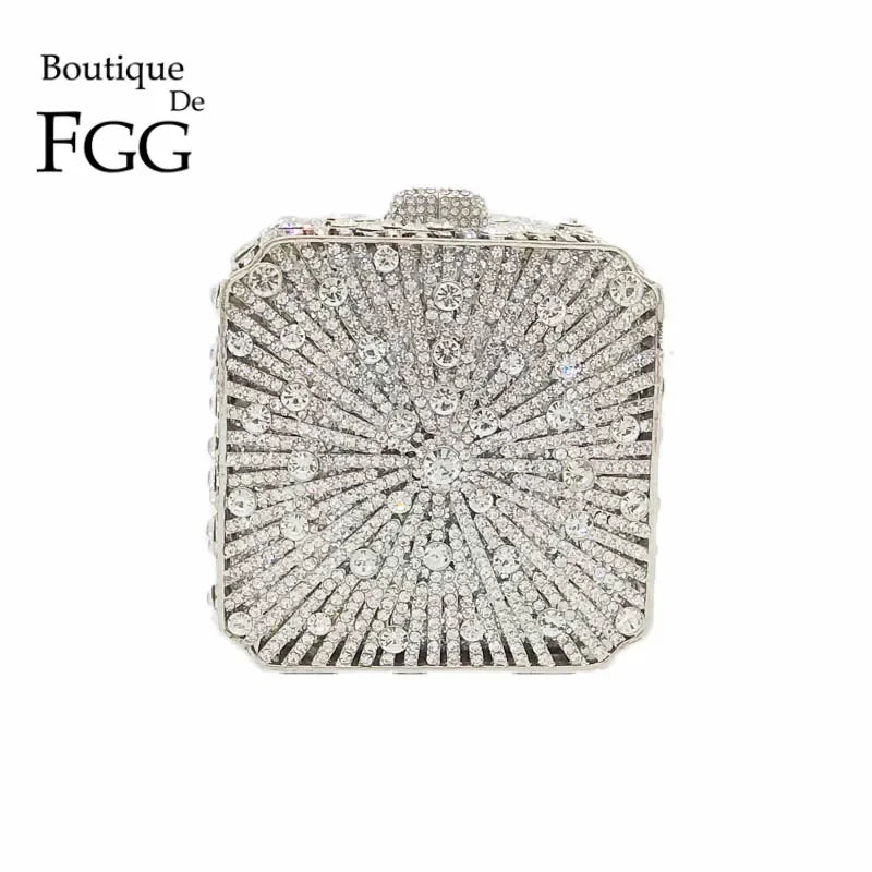 Boutique De FGG (in stock) Crystal Women Evening Clutch Bag Wedding Bridal Minaudiere Box Rhinestone Handbags and Purses - Blingy Bag LLC