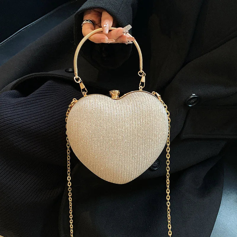 Heart Shape Shiny Clutch - Blingy Bag LLC