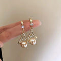 Champagne Pearl Dangle Earrings - Blingy Bag LLC