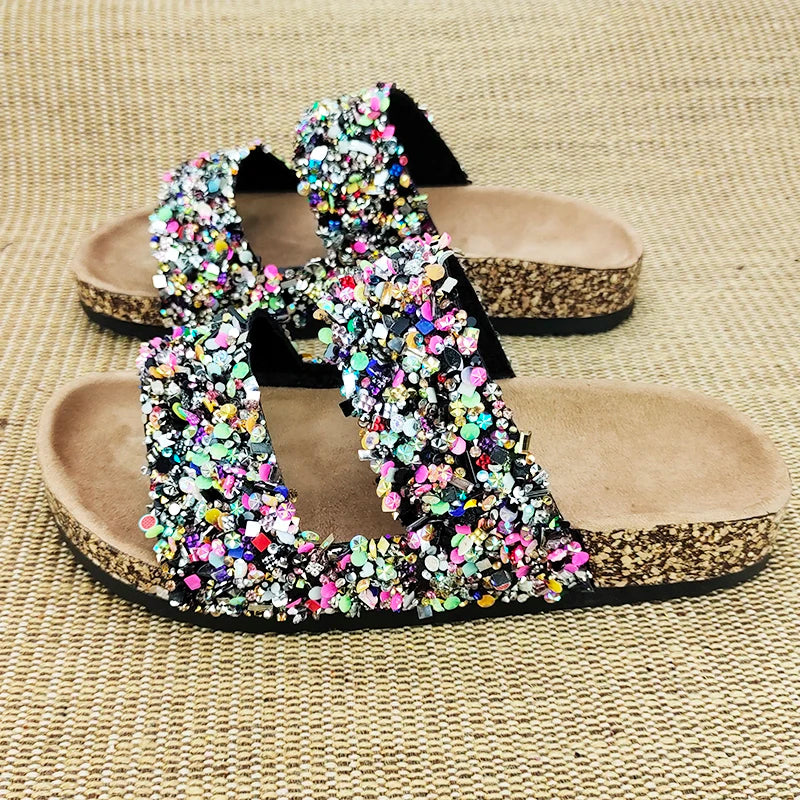 Double-Layer Rhinestone Slipper - Blingy Bag LLC