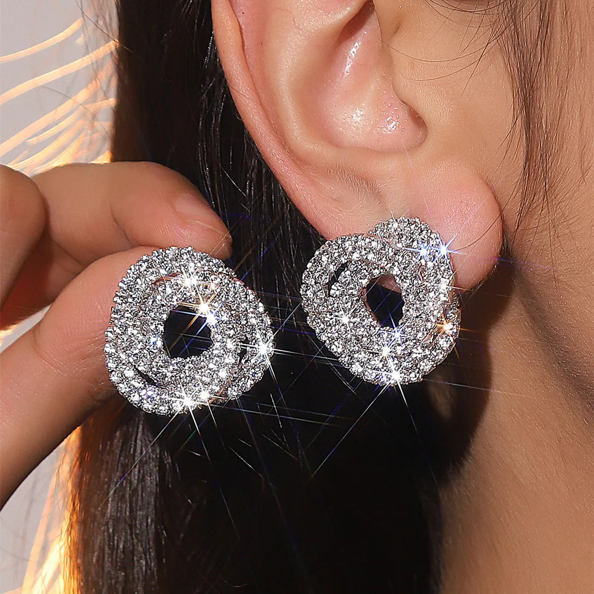 Full Rhinestone Stud Earrings - Blingy Bag LLC