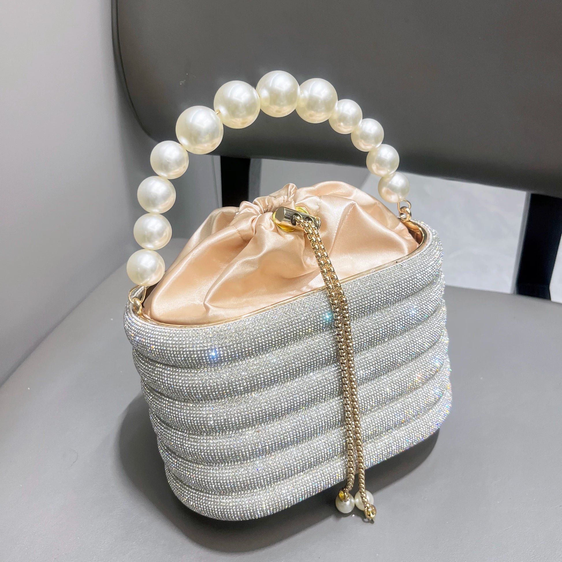 Pearl Handle Rhinestones Clutch - Blingy Bag LLC