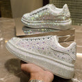 White Silver Crystal Sneakers - Blingy Bag LLC