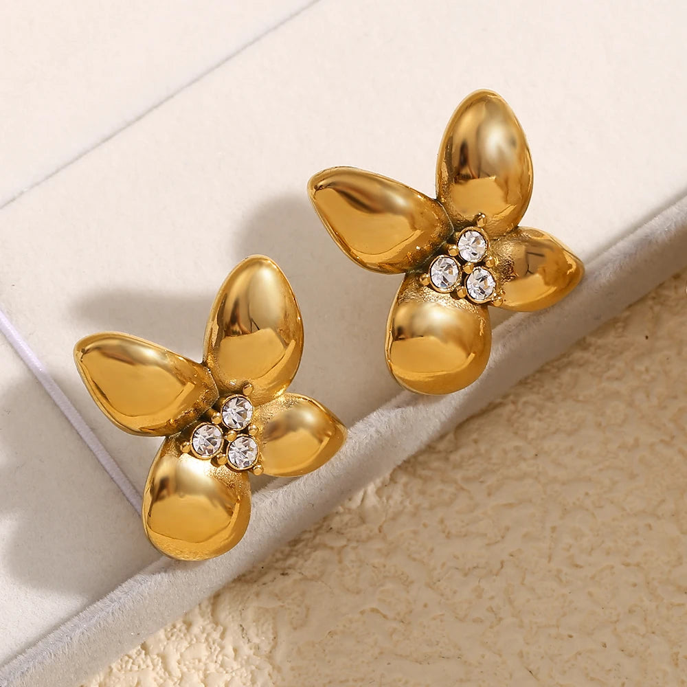 Elegant Shiny Flower Earrings - Blingy Bag LLC