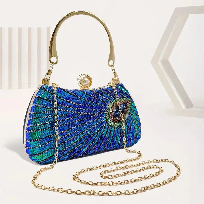 Peacock Beads Bling Clutch - Blingy Bag LLC