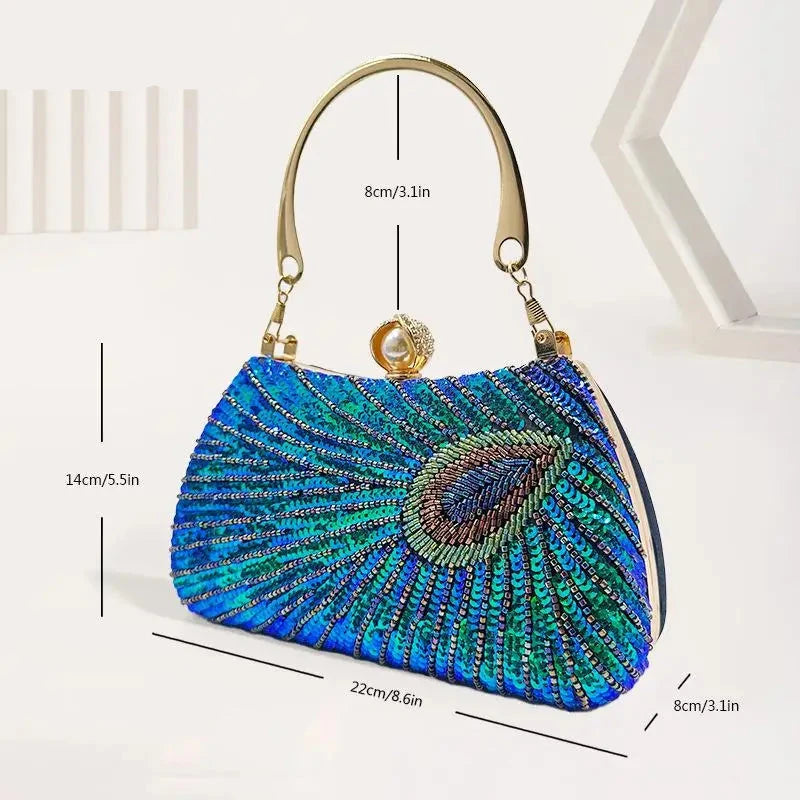 Peacock Beads Bling Clutch - Blingy Bag LLC