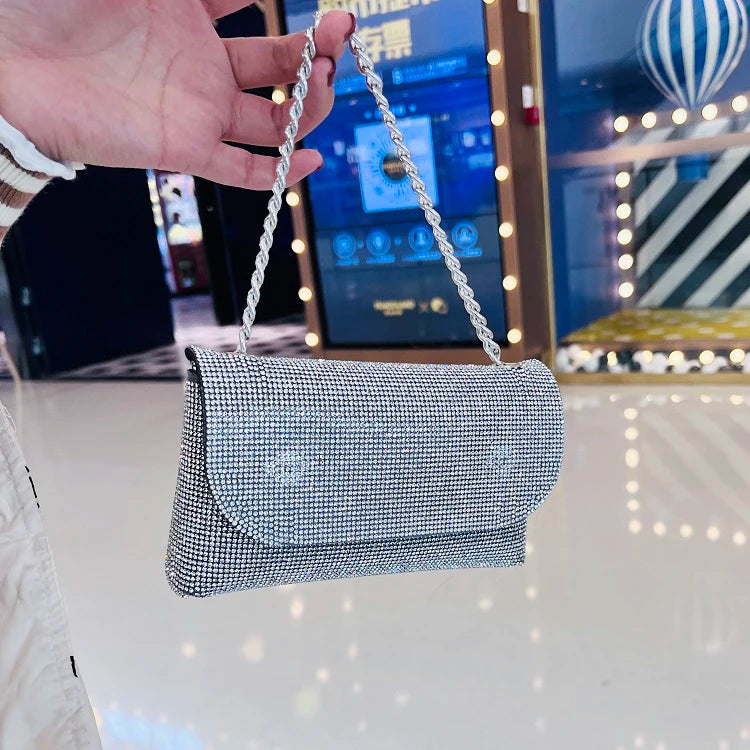 JIOMAY Rhinestones Bag for Women 2024 Mini Purses and Handbags Clutch Wallets Ladies PU Leather Chain Party Evening Shoulder Bag - Blingy Bag LLC