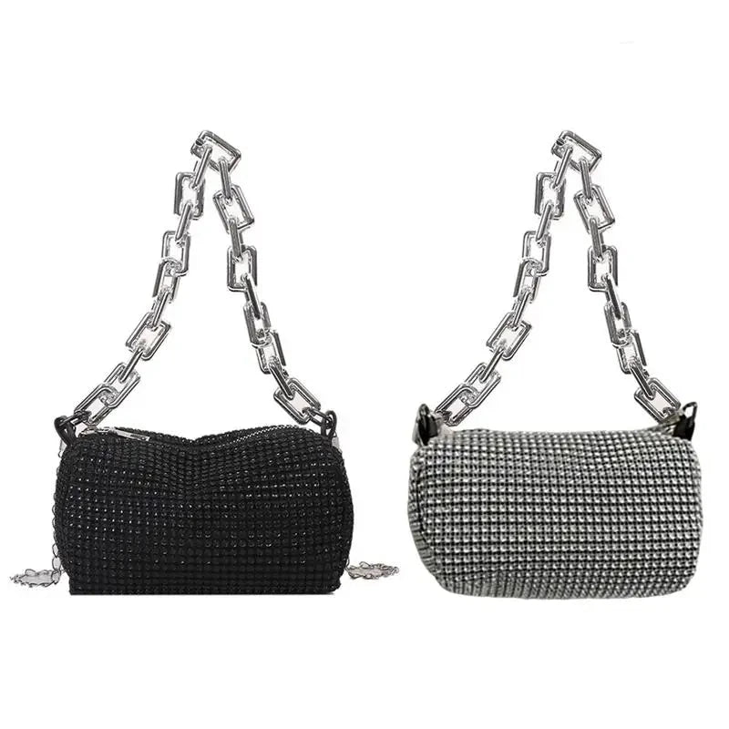 Silver Bling Chain Handle Bag - Blingy Bag LLC