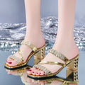 Shiny Crystal Wedge High Heels - Blingy Bag LLC