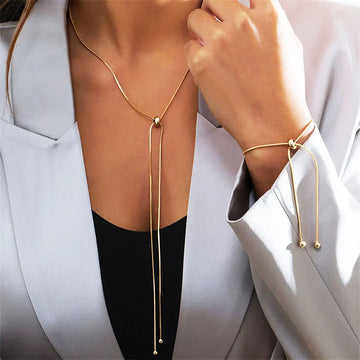 2024 Women’s Long Tassel Chain Necklace – Trendy Adjustable Choker Jewelry Gift