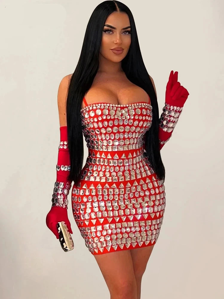 Diamond Bodycon Mini Dress - Blingy Bag LLC