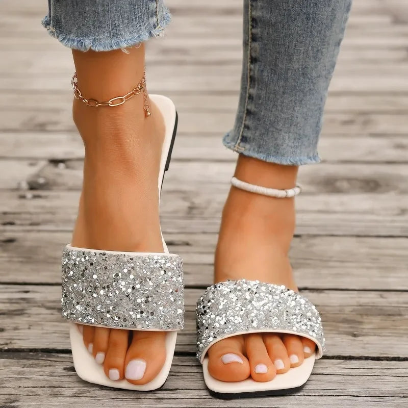 Open Toe Summer Flat Slippers - Blingy Bag LLC