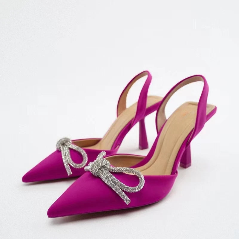 Pointed Bowknot Elegant Heels - Blingy Bag LLC