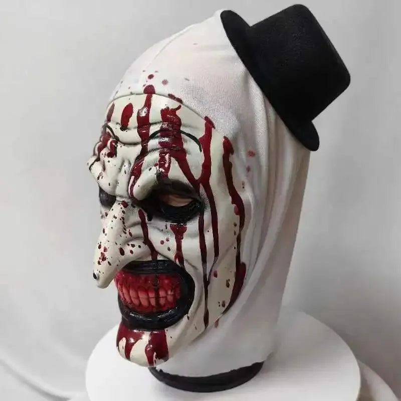 Soul-Reaping Clown Mask with Hat – Scary Halloween Headgear for Cosplay & Party