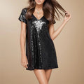 Glitter Sequin Loose Mini Dress - Blingy Bag LLC