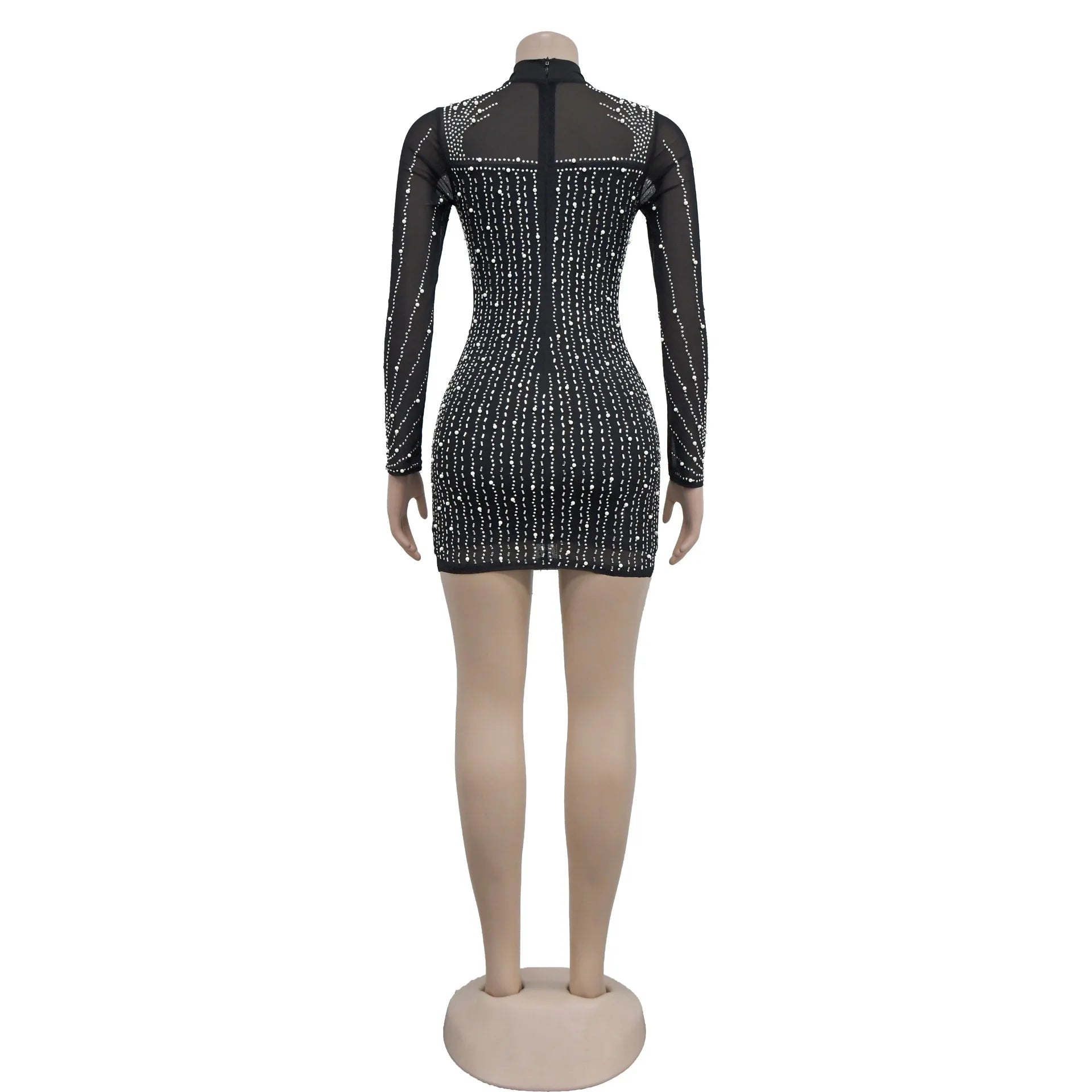 Diamond Mesh Mini Bodycon Dress - Blingy Bag LLC