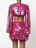 Hollow-Out Sequin Mini Dress - Blingy Bag LLC