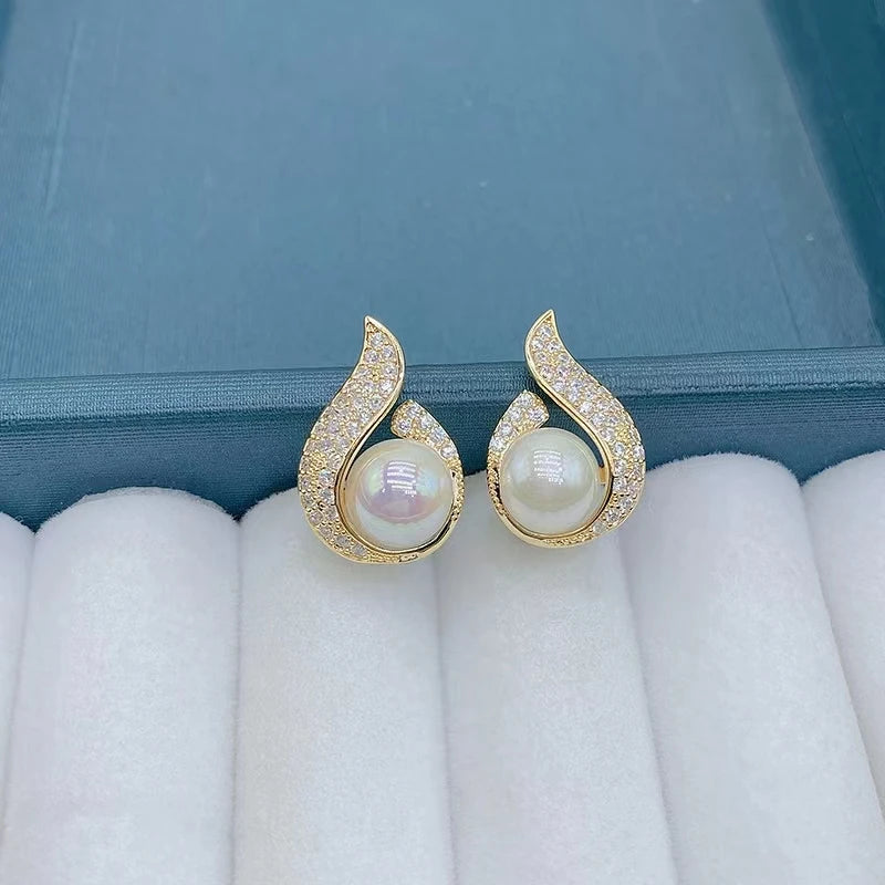 Flame Pearl Stud Earrings - Blingy Bag LLC