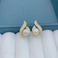 Flame Pearl Stud Earrings - Blingy Bag LLC