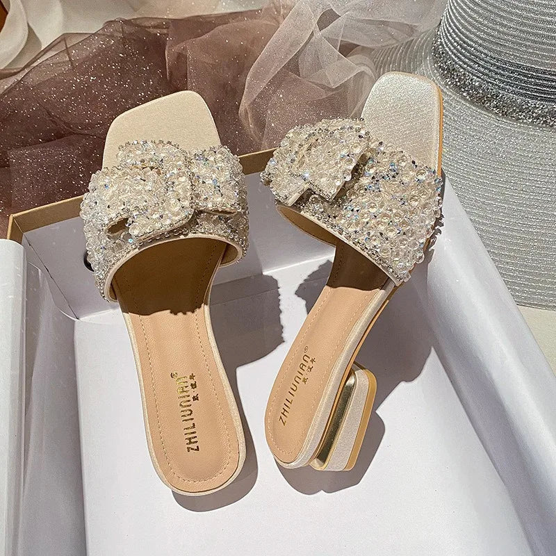 Flat Rhinestone Slippers - Blingy Bag LLC