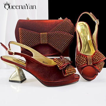 Elegant Rhinestone Peep Toe Heels – Women’s Italian Design Set