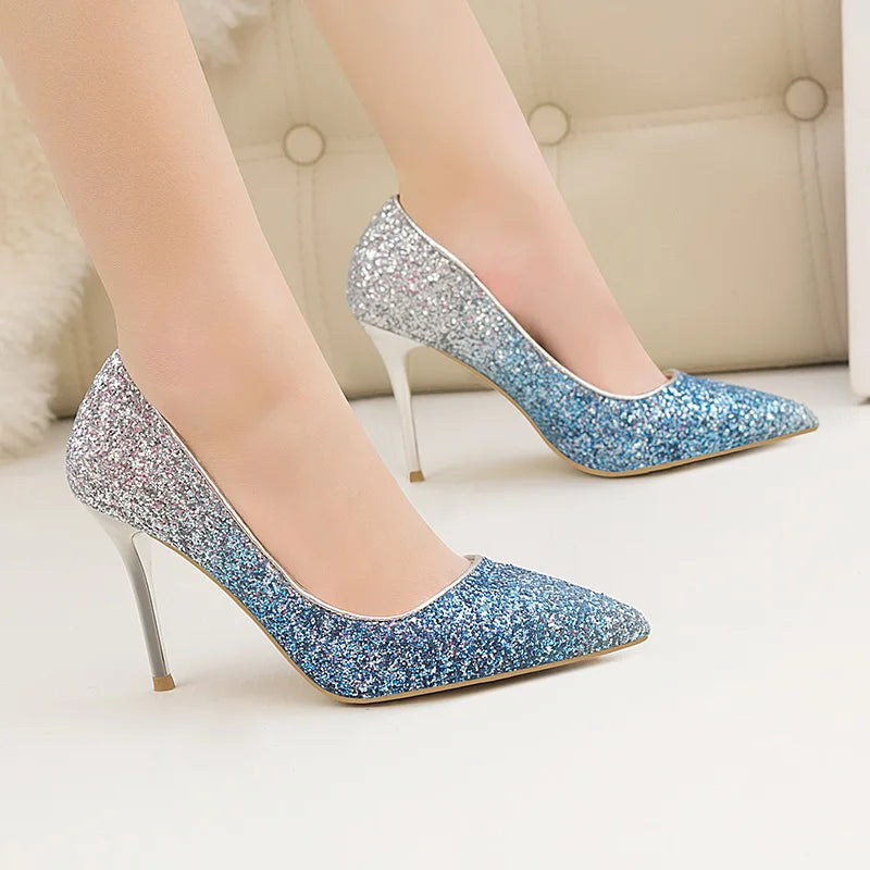 Gradient Glitter High Heels - Blingy Bag LLC