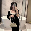 Bling Rhinestone Evening Bag Luxury Dress Clutch Wedding Bride Hand Bag Shiny Designer Party Pleated Dinner Long Purse XA764H - Blingy Bag LLC