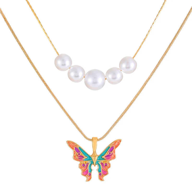 Barbie Butterfly Pearl Necklace - Blingy Bag LLC