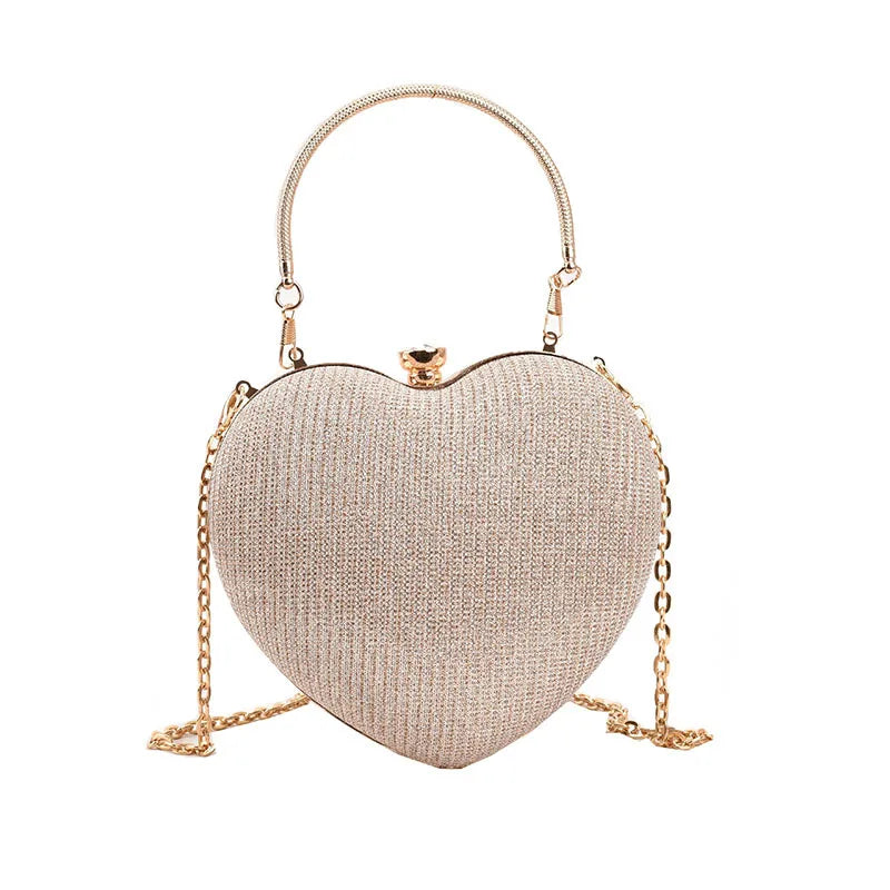 Heart Shape Shiny Clutch - Blingy Bag LLC