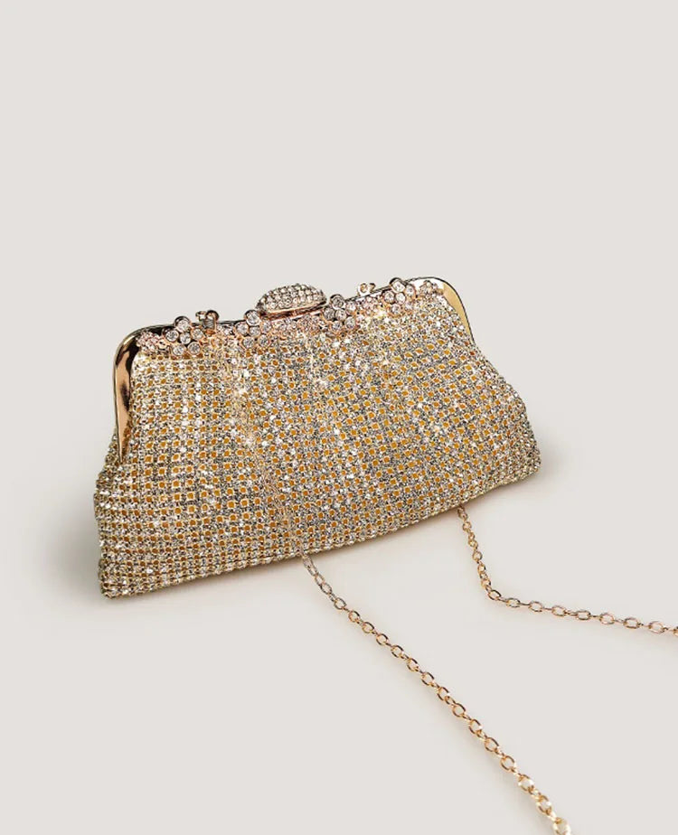 Bling Rhinestone Evening Bag Luxury Dress Clutch Wedding Bride Hand Bag Shiny Designer Party Pleated Dinner Long Purse XA764H - Blingy Bag LLC