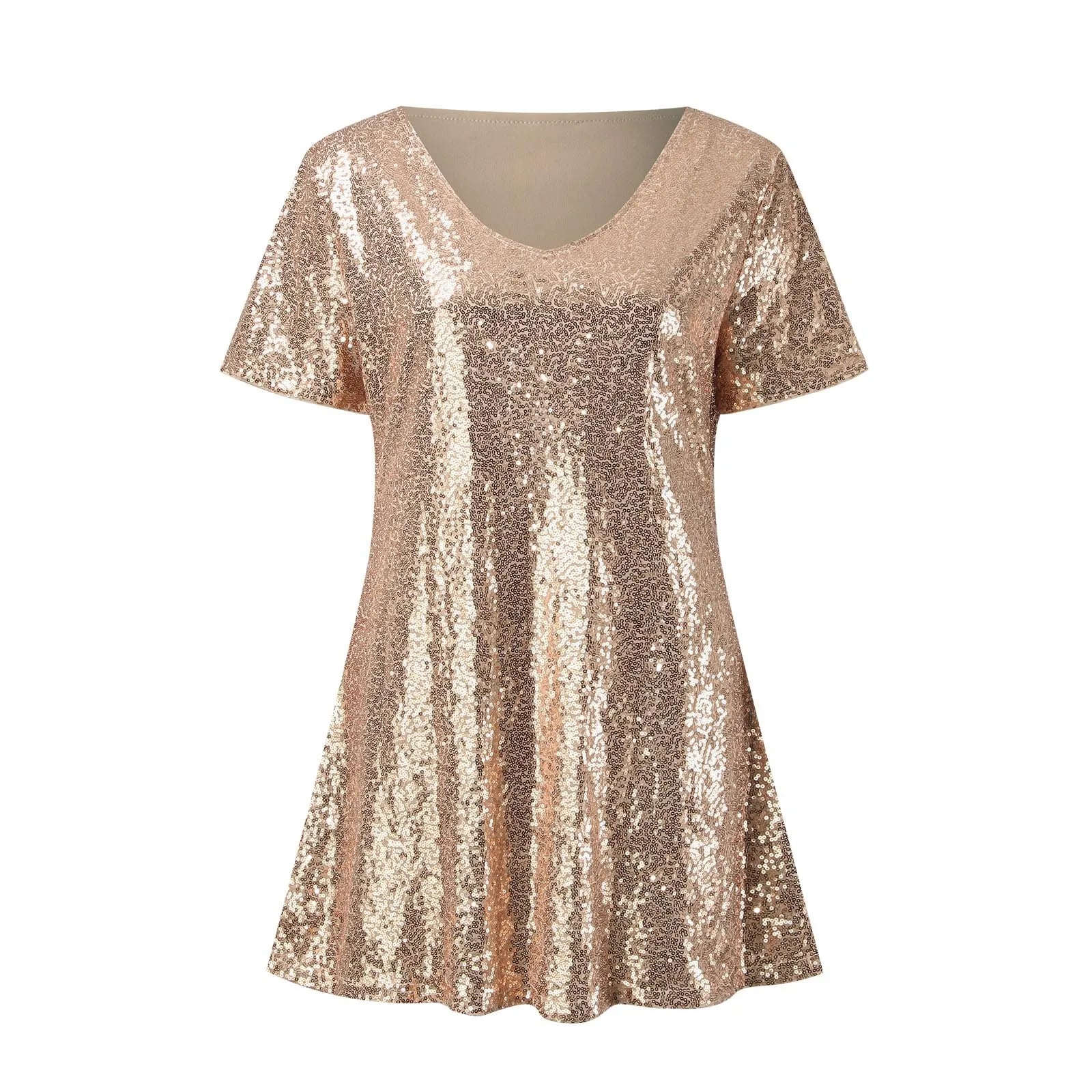 Glitter Sequin Loose Mini Dress - Blingy Bag LLC