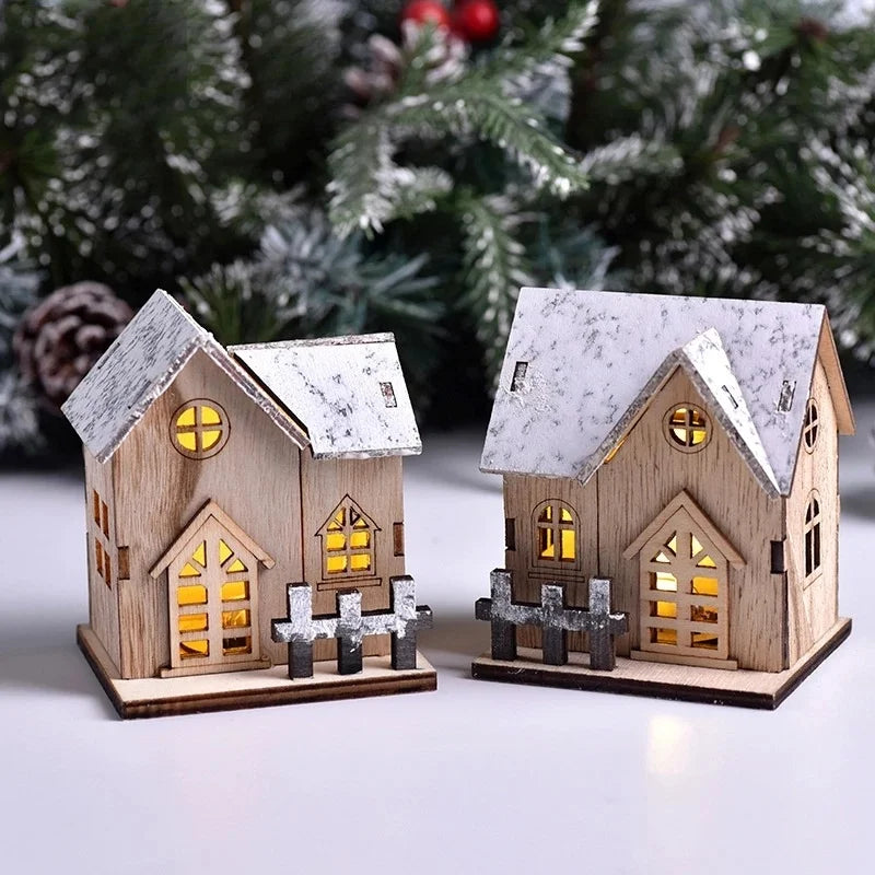 Christmas LED Wooden House – Luminous Cabin Decor & Kids’ Gift