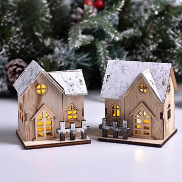 Christmas LED Wooden House – Luminous Cabin Decor & Kids’ Gift
