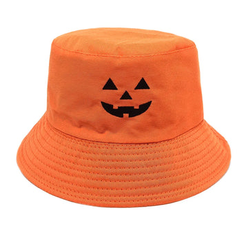 Halloween Pumpkin Bucket Hat – Reversible Orange & Black Jack-O’-Lantern Hat