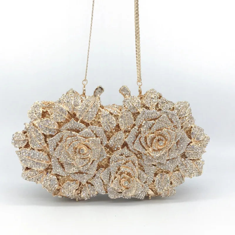 Floral Diamond Party Clutch - Blingy Bag LLC