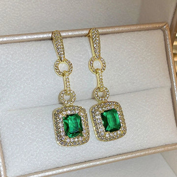 Green Cubic Zirconia Earrings - Blingy Bag LLC