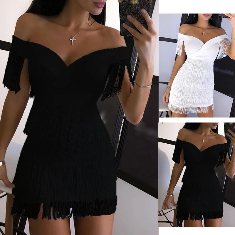 Fringe Tassel Bodycon Dress - Blingy Bag LLC