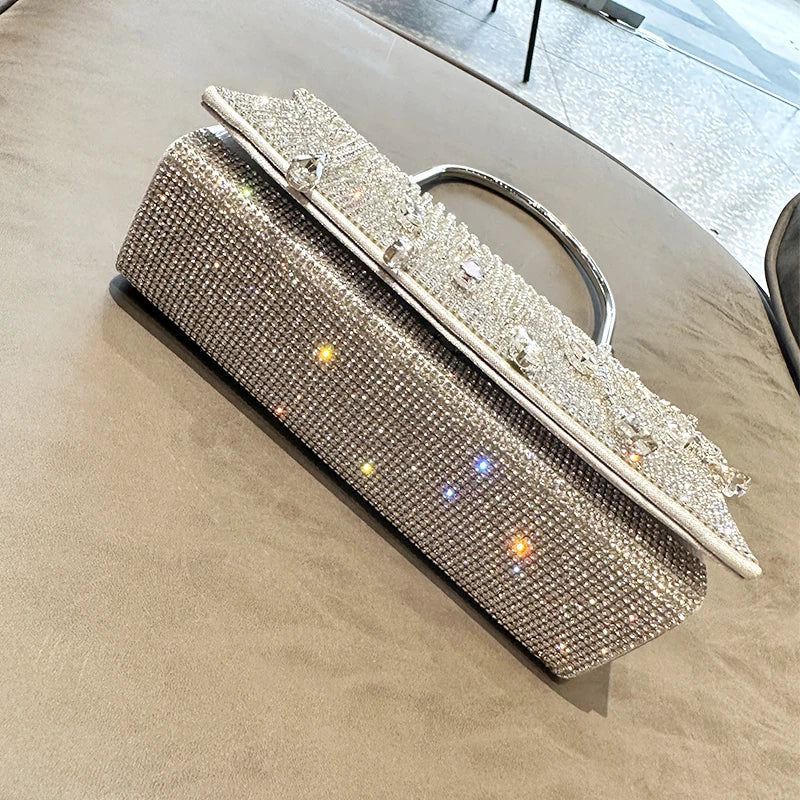 JIOMAY Silver Clutches Bag Luxury Designer HandBags for Women 2024 Bling Rhinestone Evening Tote Bag Fashion Wedding Purses - Blingy Bag LLC